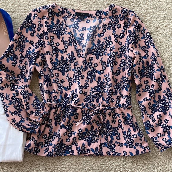 J. Crew Drapey Crepe Faux Wrap Top - Picture 2 of 10